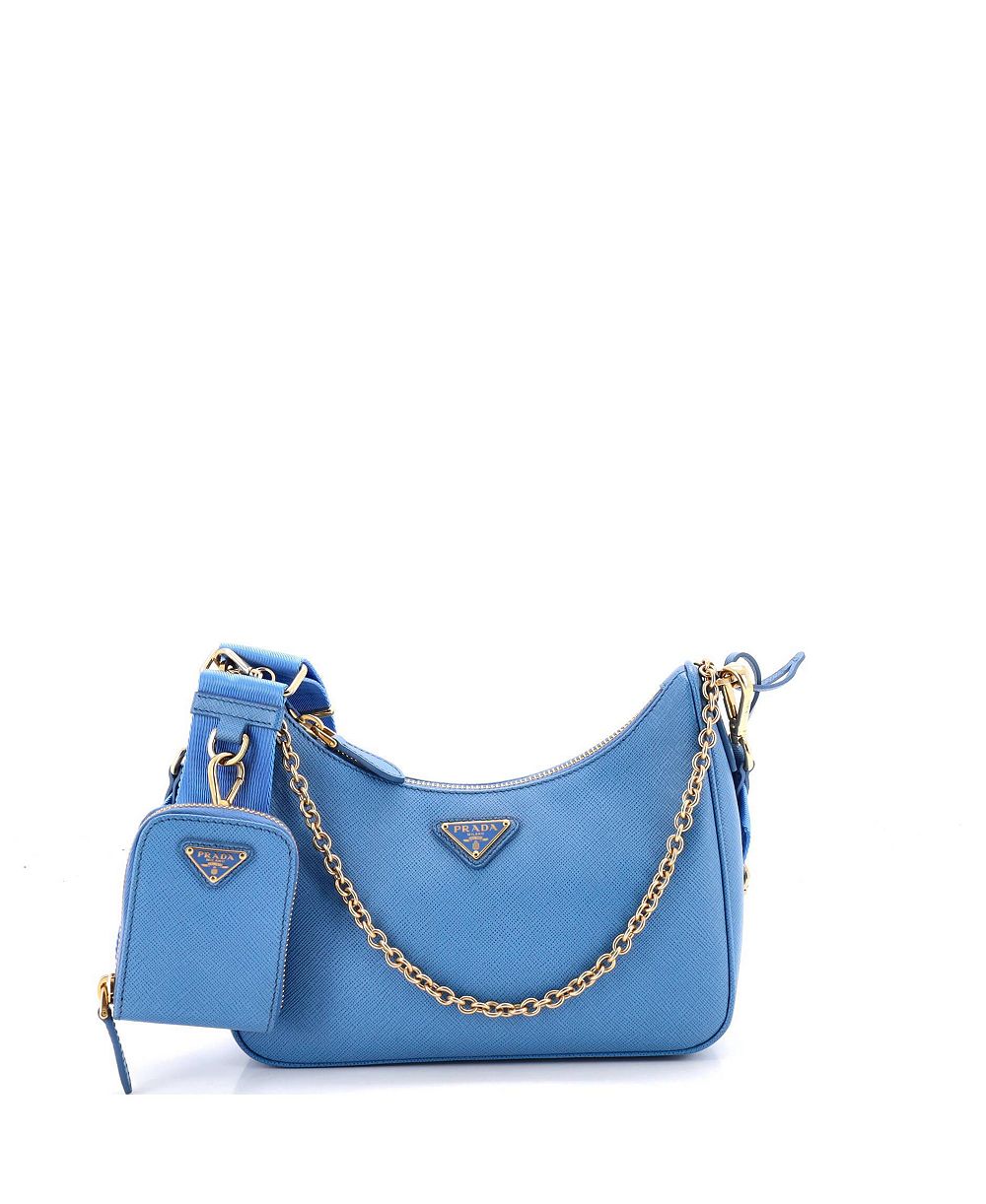 Б/у маленькая сумка Prada Re-Edition 2005 на плечо из кожи сафьяно