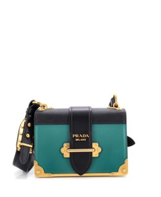 Pre-Owned Prada Small Cahier Crossbody Bag Leather and Saffiano Leather