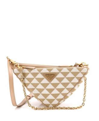 Б/у мини-сумка Prada Mini Double Symbole Triangle Bag из кожи и жаккарда