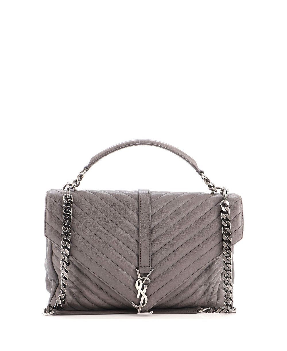 Pre-Owned Saint Laurent Medium Classic Monogram College Bag Matelasse Chevron Leather