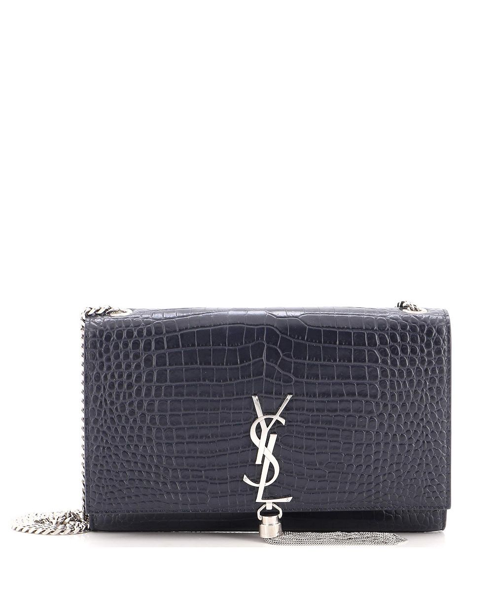 Pre-Owned Saint Laurent Medium Classic Monogram Tassel Crossbody Bag Embossed Leather