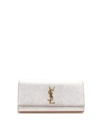 Б/у длинный классический клатч Saint Laurent с монограммой из металлической телячьей кожи