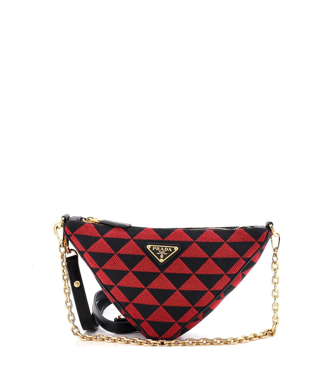 Б/у мини-сумка Prada Mini Symbole Triangle из кожи и жаккарда