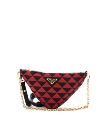 Б/у мини-сумка Prada Mini Symbole Triangle из кожи и жаккарда