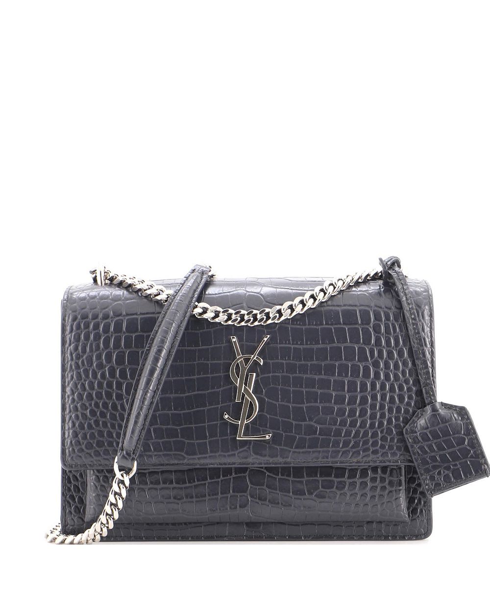 Pre-Owned Saint Laurent Medium Sunset Crossbody Bag Embossed Leather