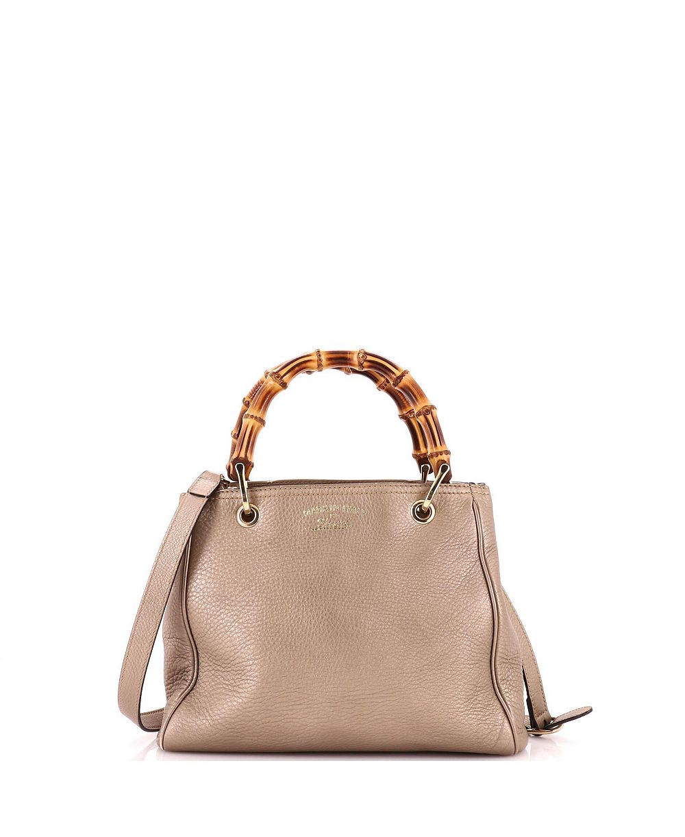 Б/у маленькая кожаная сумка-шоппер Gucci Bamboo Shopper
