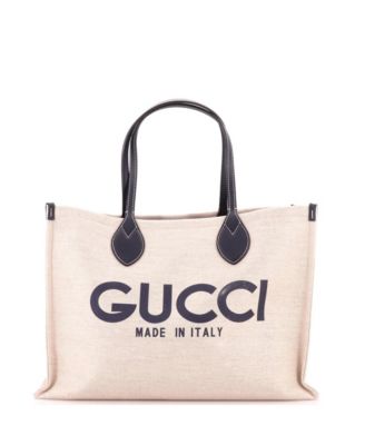 Б/у сумка-тоут Gucci Medium Logo Shopper из ткани с принтом