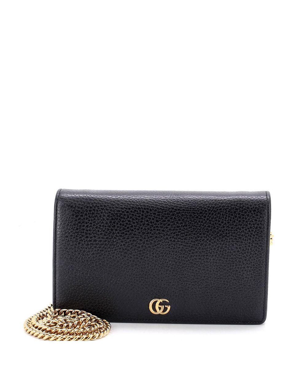 Кошелек из кожи Gucci Mini Petite GG Marmont с цепочкой (б/у)