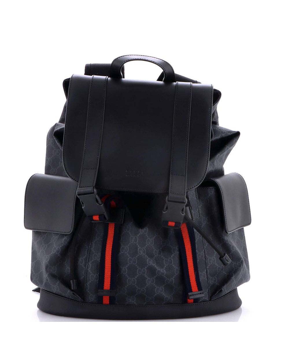 Pre-Owned Gucci Большой рюкзак с двойным карманом и пряжкой, покрытие GG Canvas