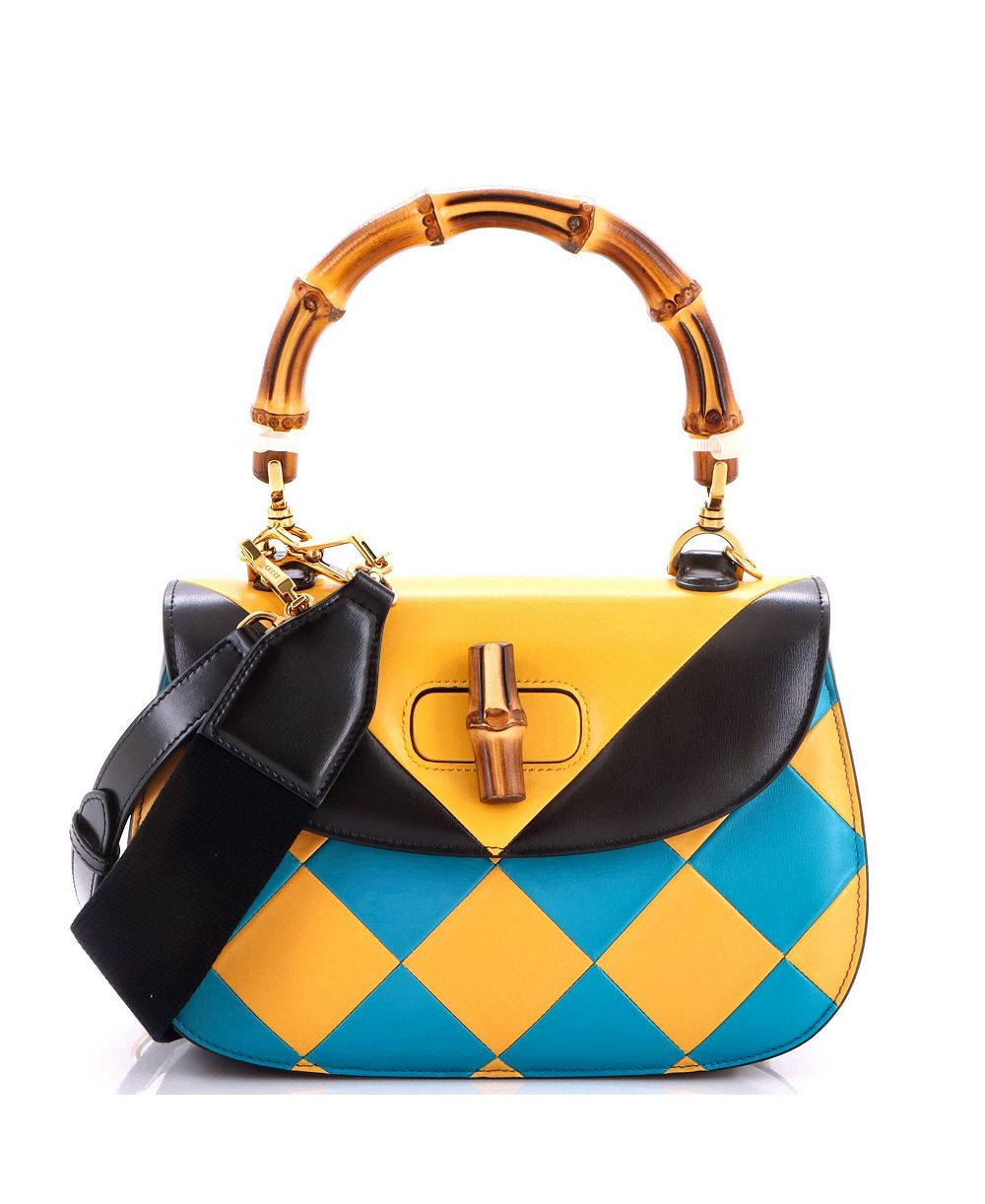 Pre-Owned Gucci средняя сумка с ручкой Bamboo 1947 лимитированной серии из кожи с геометрическим принтом