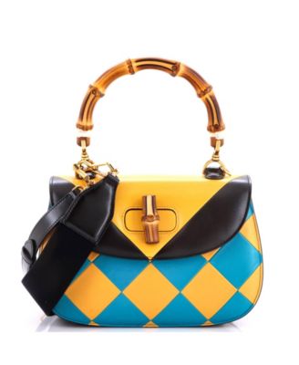 Pre-Owned Gucci средняя сумка с ручкой Bamboo 1947 лимитированной серии из кожи с геометрическим принтом