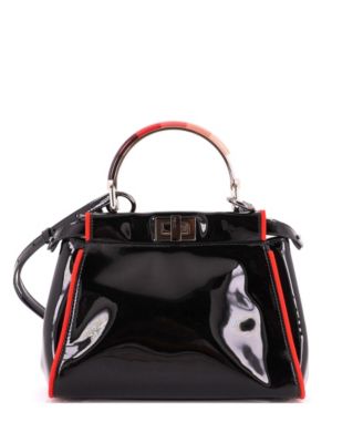 Б/у маленькая сумка Fendi Peekaboo с ручкой из смолы и лакированной кожей