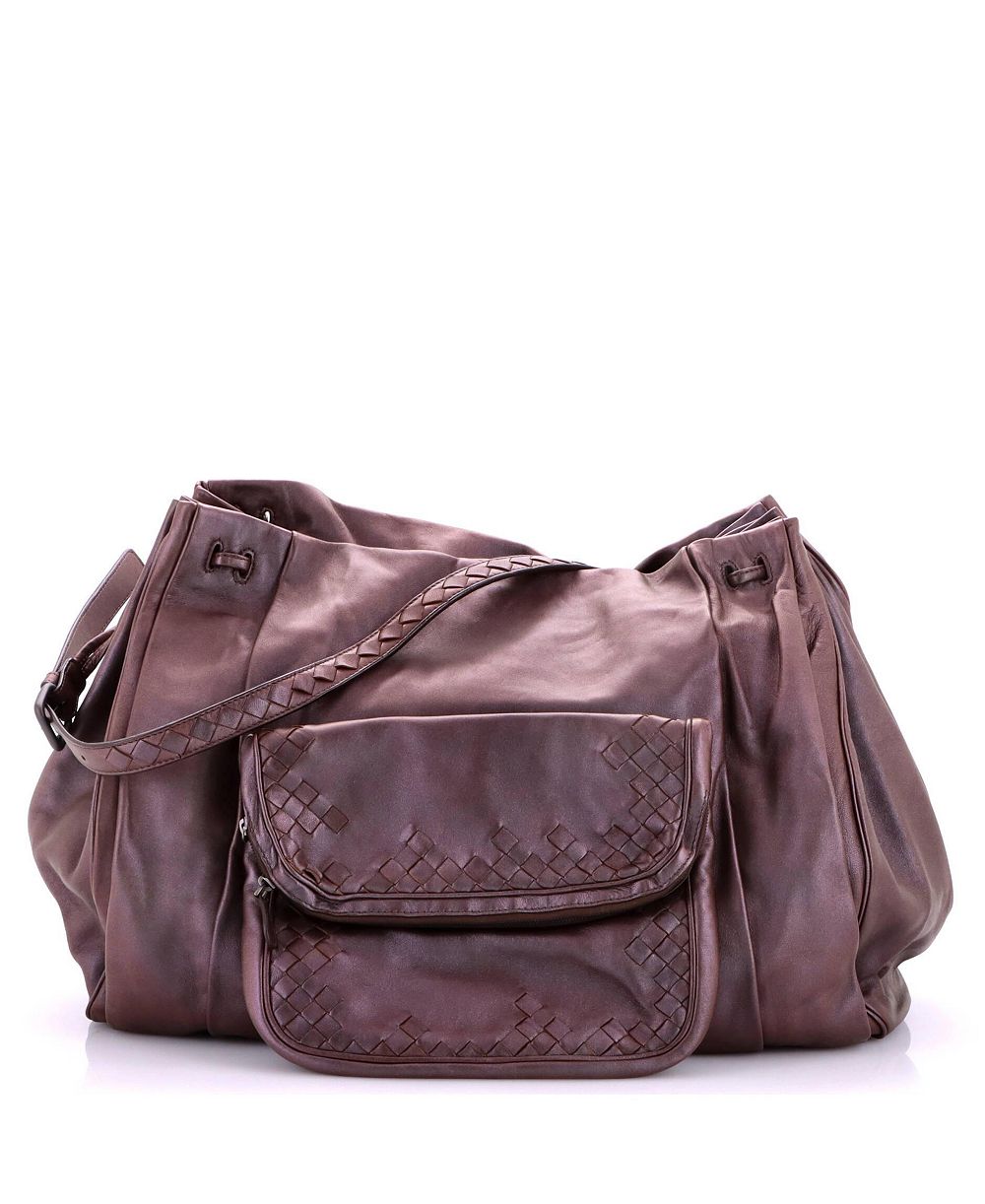Pre-Owned Bottega Veneta Scarabee многокарманная сумка через плечо с шнурком кожаная с плетеным узором