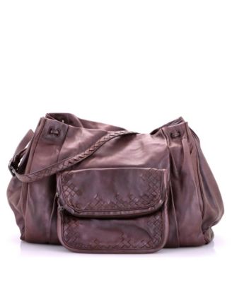 Pre-Owned Bottega Veneta Scarabee Multi Pocket Drawstring Shoulder Bag Leather with Intrecciato Detail