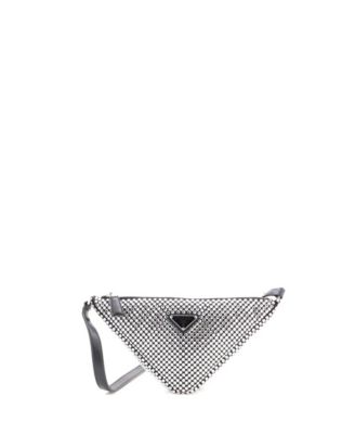 Б/у маленькая сумка Prada Mini Triangle Top Handle Pouch с кристаллами из сатина