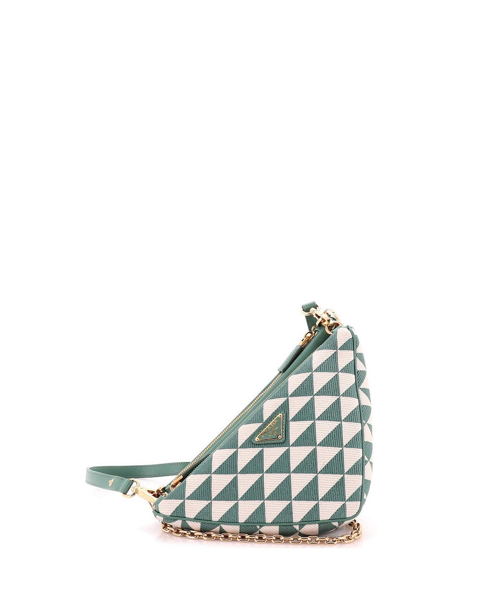 Pre-Owned Prada мини-сумка Double Symbole Triangle, кожа и жаккард