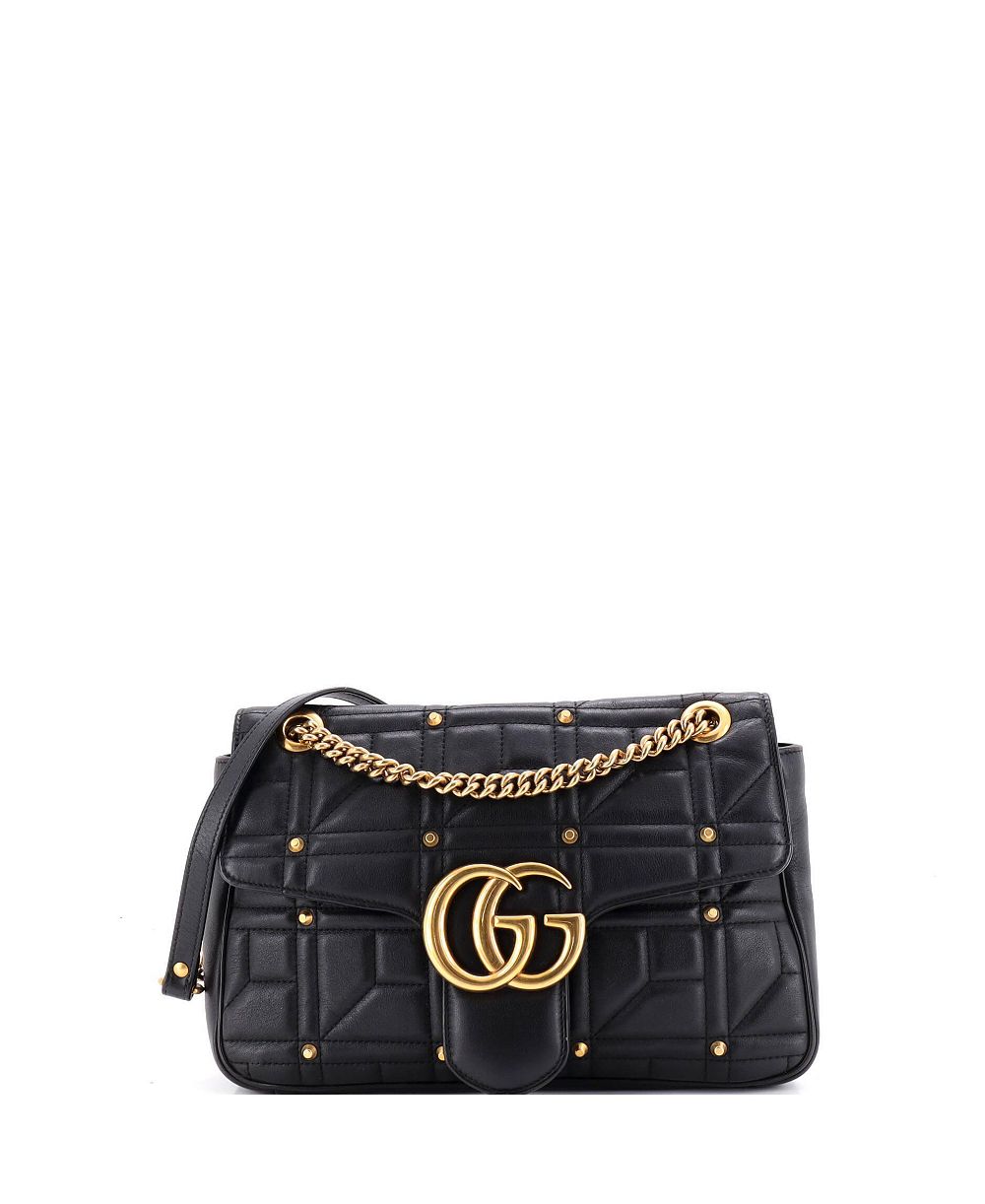 Б/у сумка Gucci Medium GG Marmont Flap Bag Studded Matelasse Leather