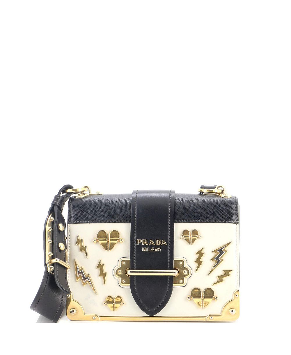 Б/у маленькая сумка через плечо Prada Cahier из украшенной кожи
