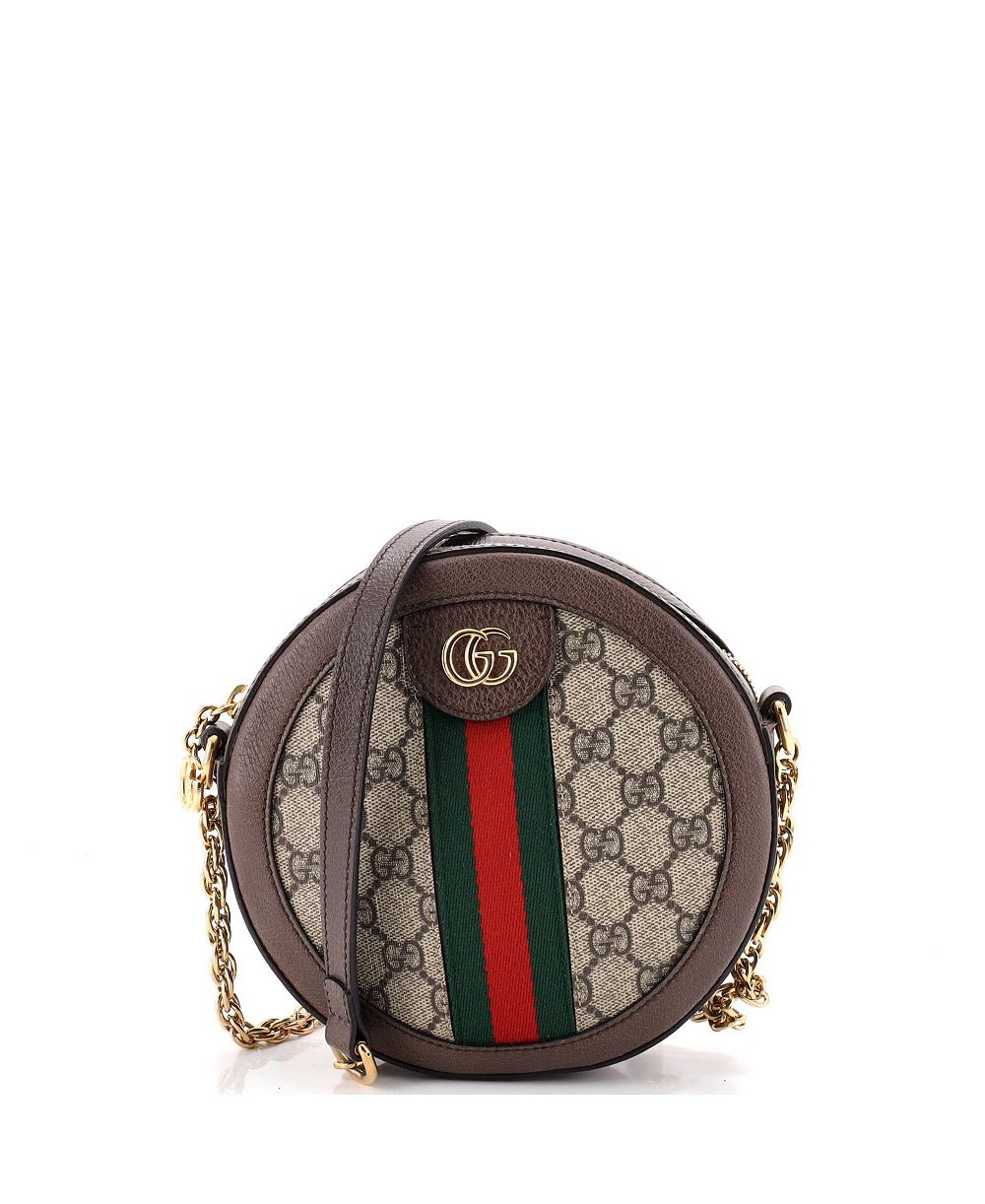 Pre-Owned Gucci Mini Ophidia Round Shoulder Bag GG Coated Canvas