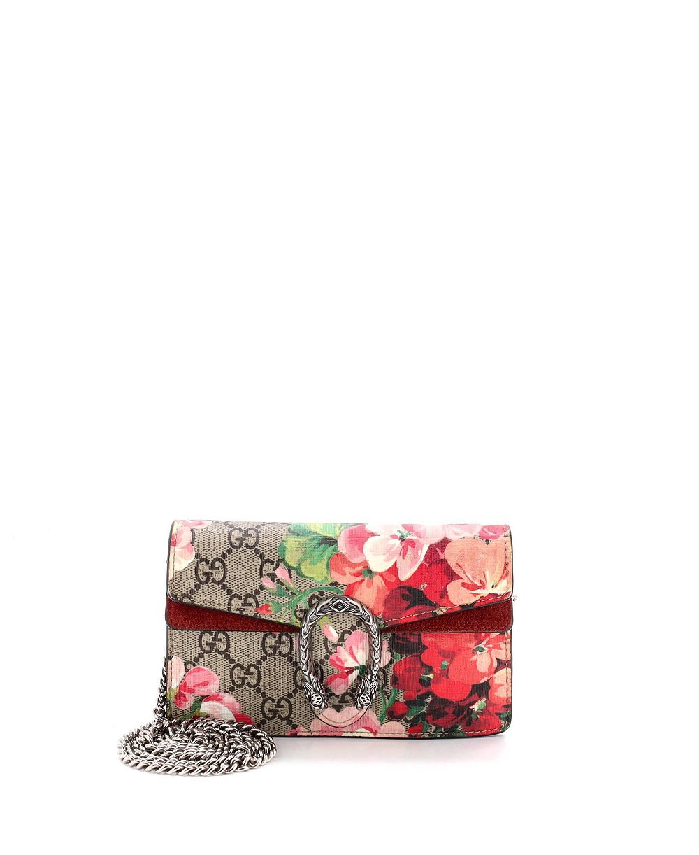 Pre-Owned Gucci Super Mini Dionysus Bag Blooms Print GG Coated Canvas