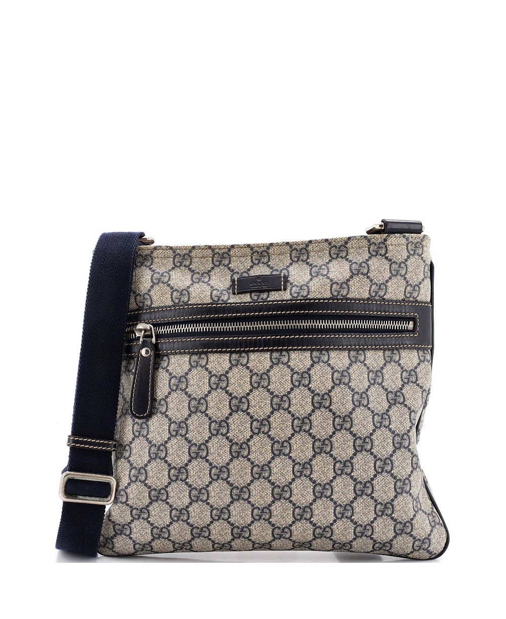 Pre-Owned Gucci Medium Front Zip Flat Messenger Bag GG Coated Canvas