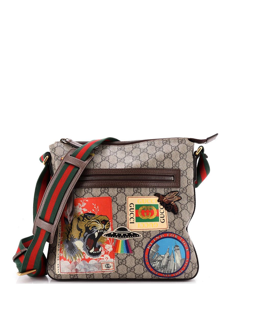 Pre-Owned Gucci Сумка-мессенджер Medium Courrier Zip из ткани GG с аппликацией