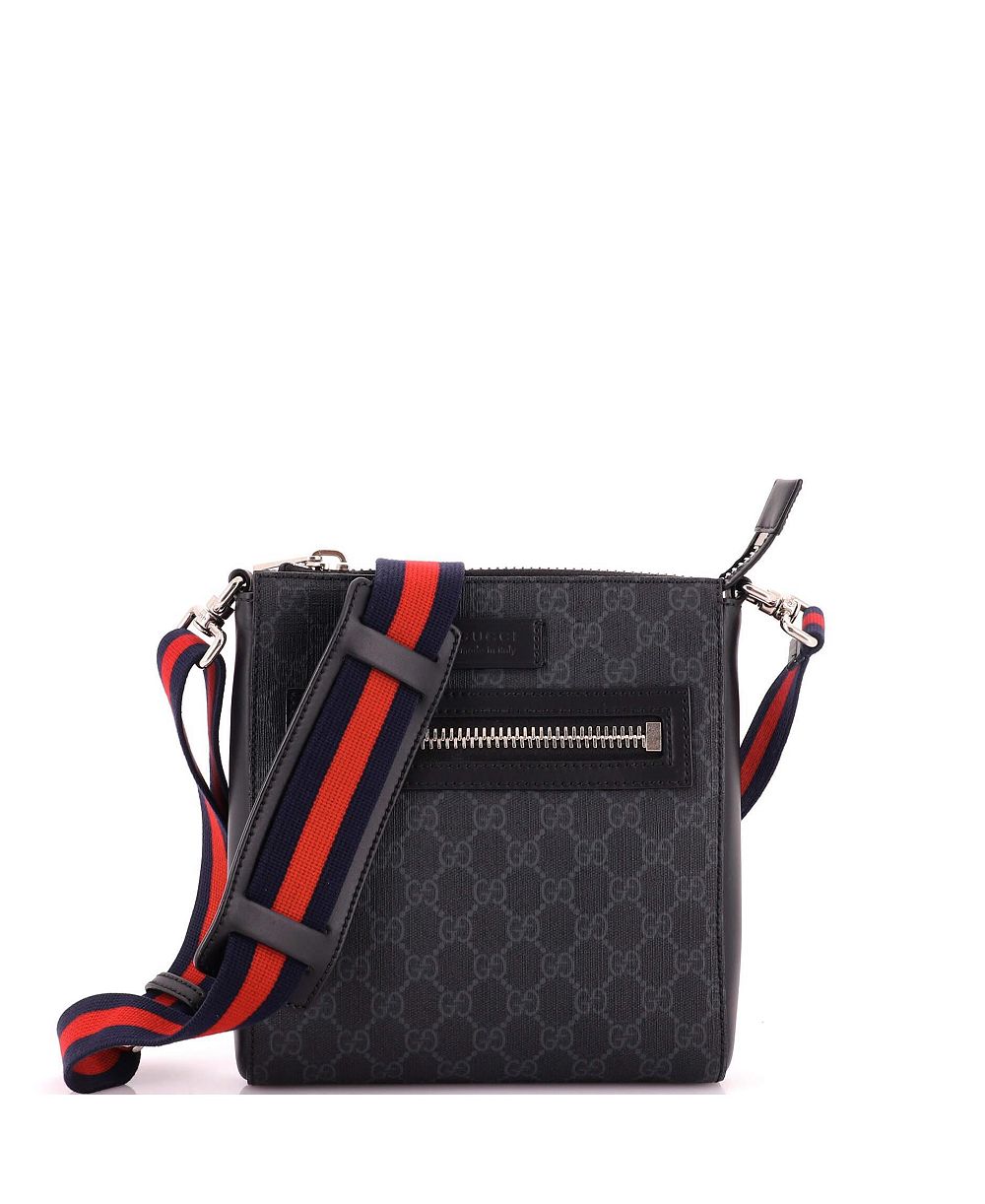 Pre-Owned Gucci Small Web Strap Front Zip Messenger Bag GG Coated Canvas