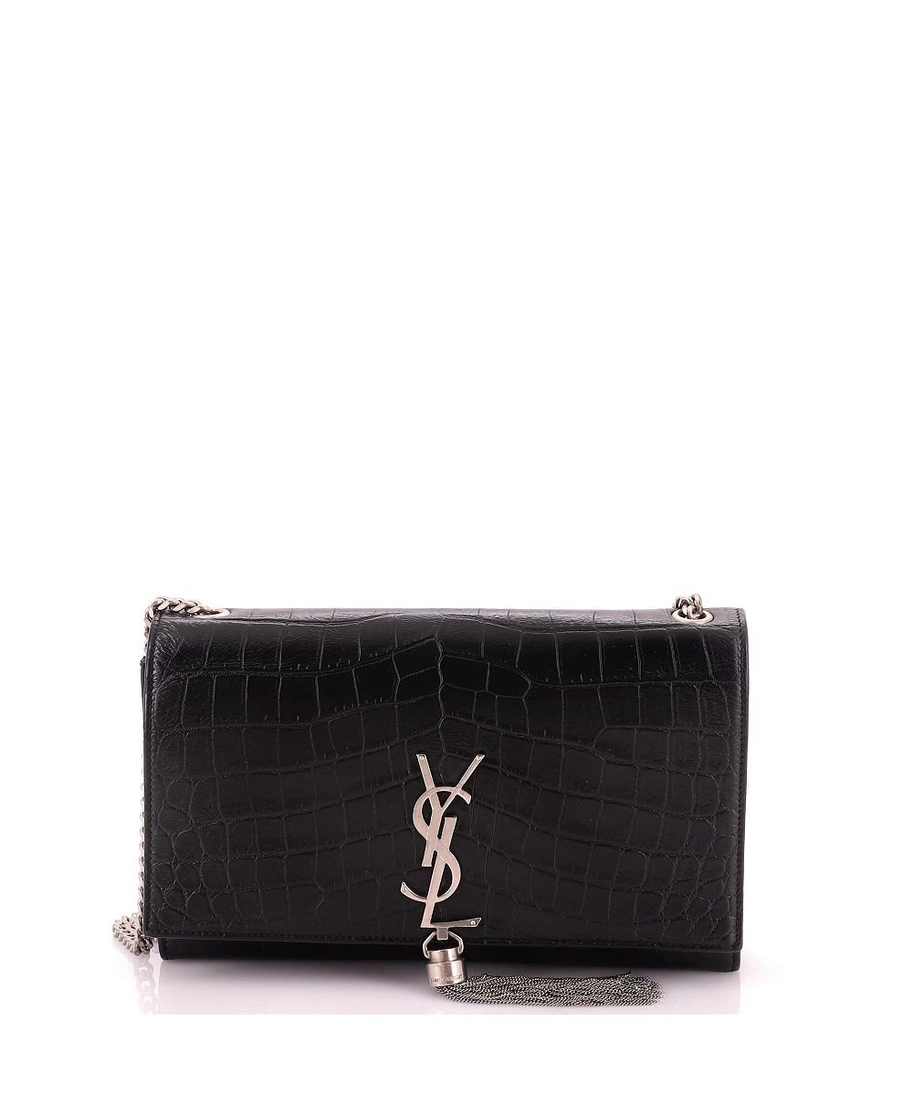 Pre-Owned Saint Laurent Medium Classic Monogram Tassel Crossbody Bag Embossed Leather