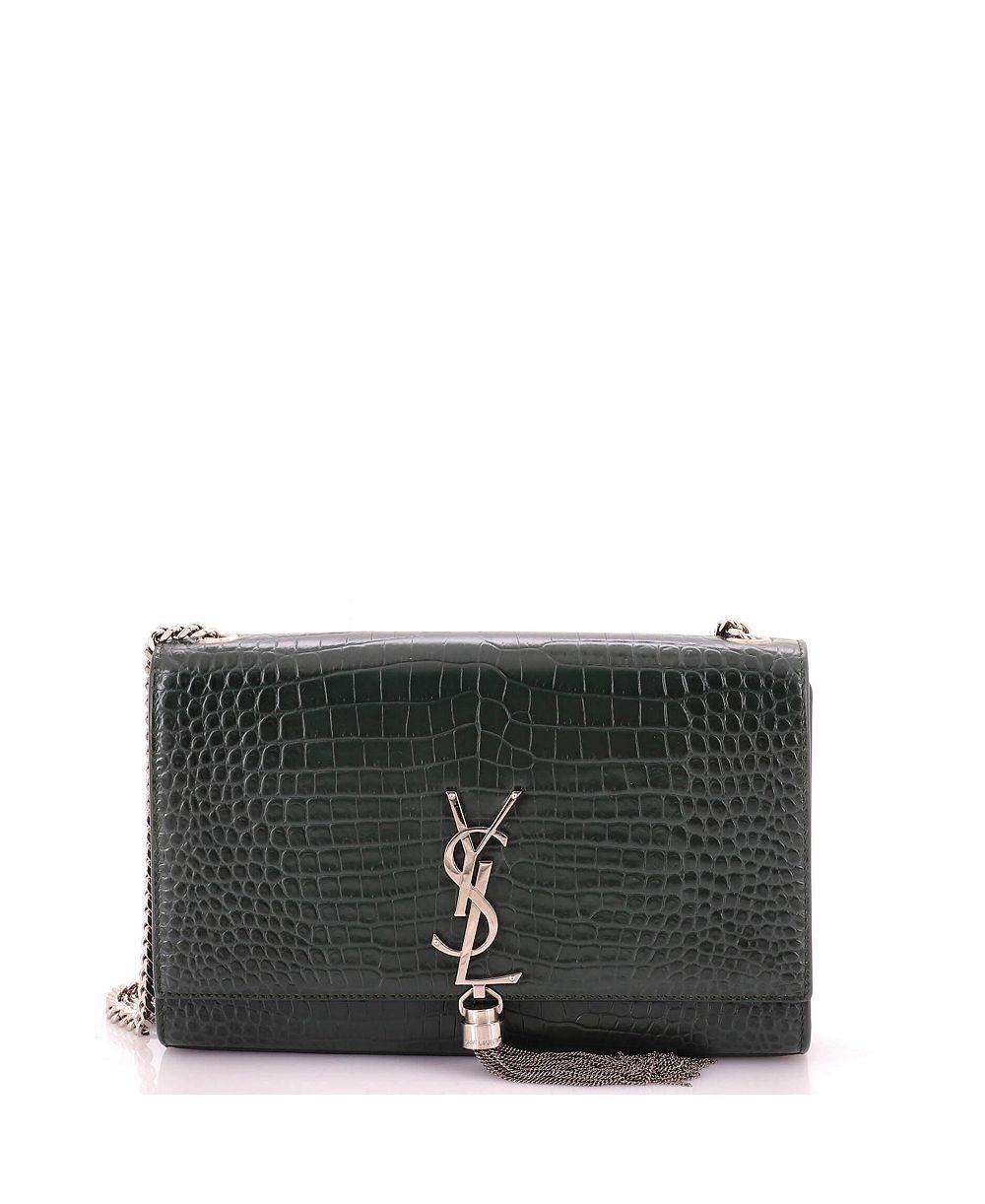 Б/у средняя сумка через плечо Saint Laurent Classic Monogram с кисточкой из тисненой кожи
