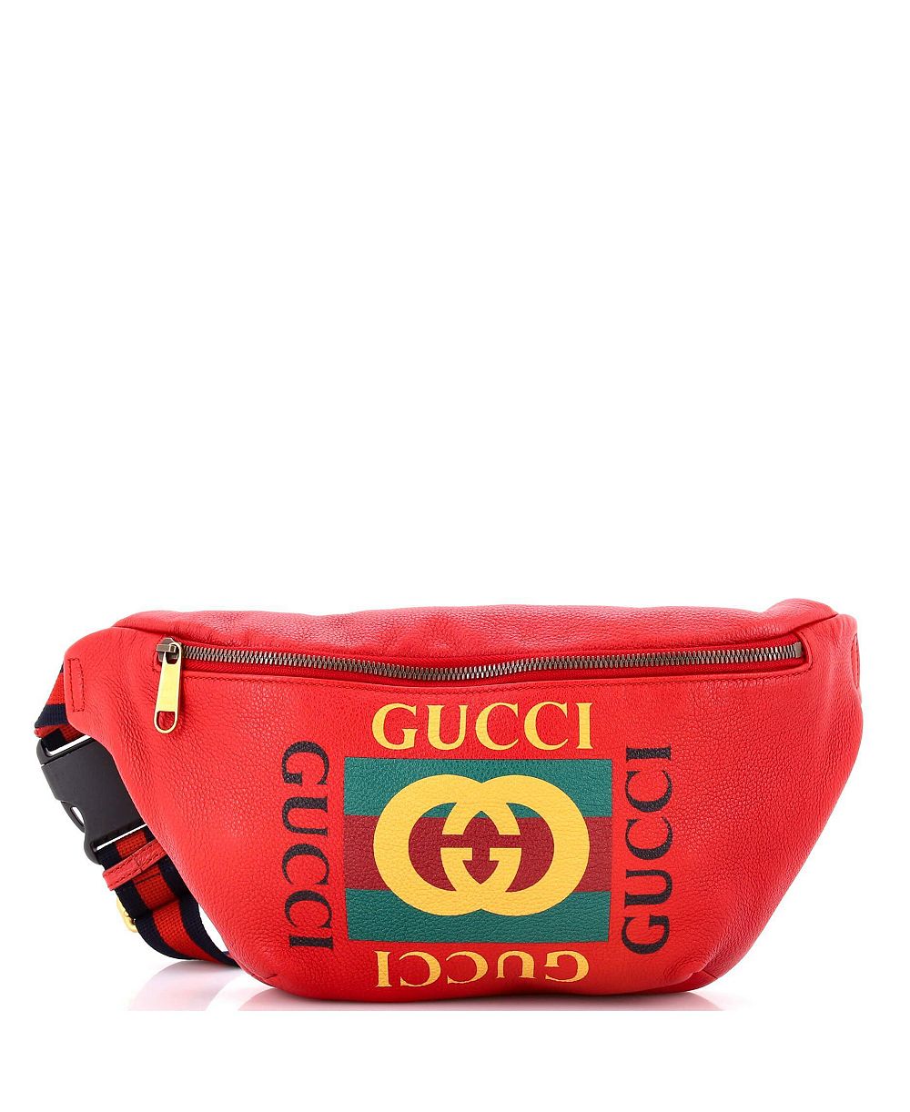 Pre-Owned Gucci Сумка-пояс Medium Logo Belt Bag из печатной кожи