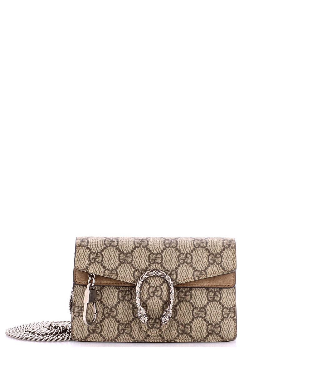 Pre-Owned Gucci мини-сумка Super Mini Dionysus из лакированной ткани GG