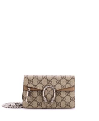 Pre-Owned Gucci мини-сумка Super Mini Dionysus из лакированной ткани GG