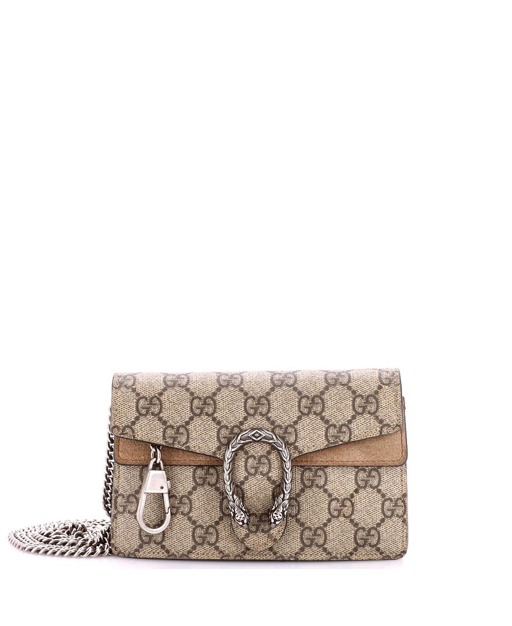 Pre-Owned Gucci Супер мини-сумка Dionysus из лакированной ткани GG