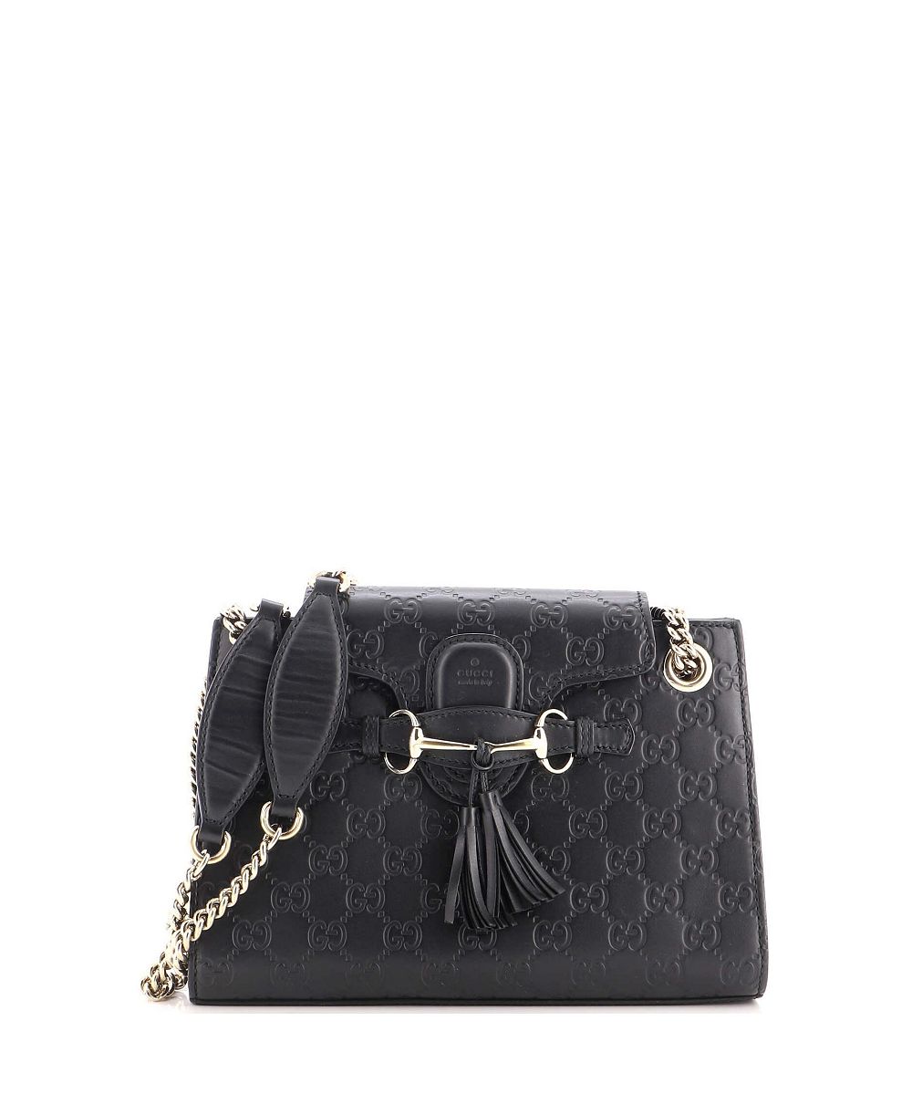 Подержанная сумка Gucci Small Emily Chain Flap Shoulder Bag из кожи Guccissima