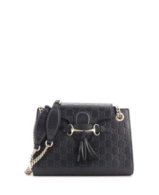 Pre-Owned Gucci Small Emily Chain Flap Shoulder Bag Guccissima Leather