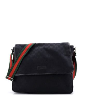 Pre-Owned Gucci Medium Web Strap Flap Messenger GG Canvas