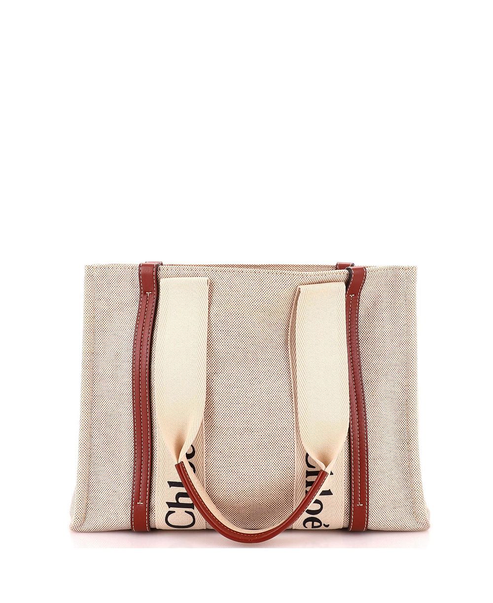 Pre-Owned Chloe средняя сумка-тоут Woody из ткани с кожаной отделкой