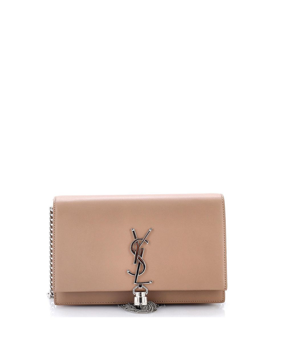 Pre-Owned Saint Laurent Classic Monogram Tassel Chain Wallet Leather