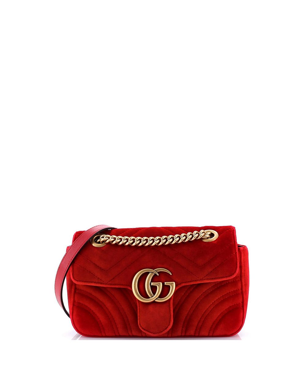 Pre-Owned Gucci маленькая сумка Mini GG Marmont с клапаном из стеганого бархата