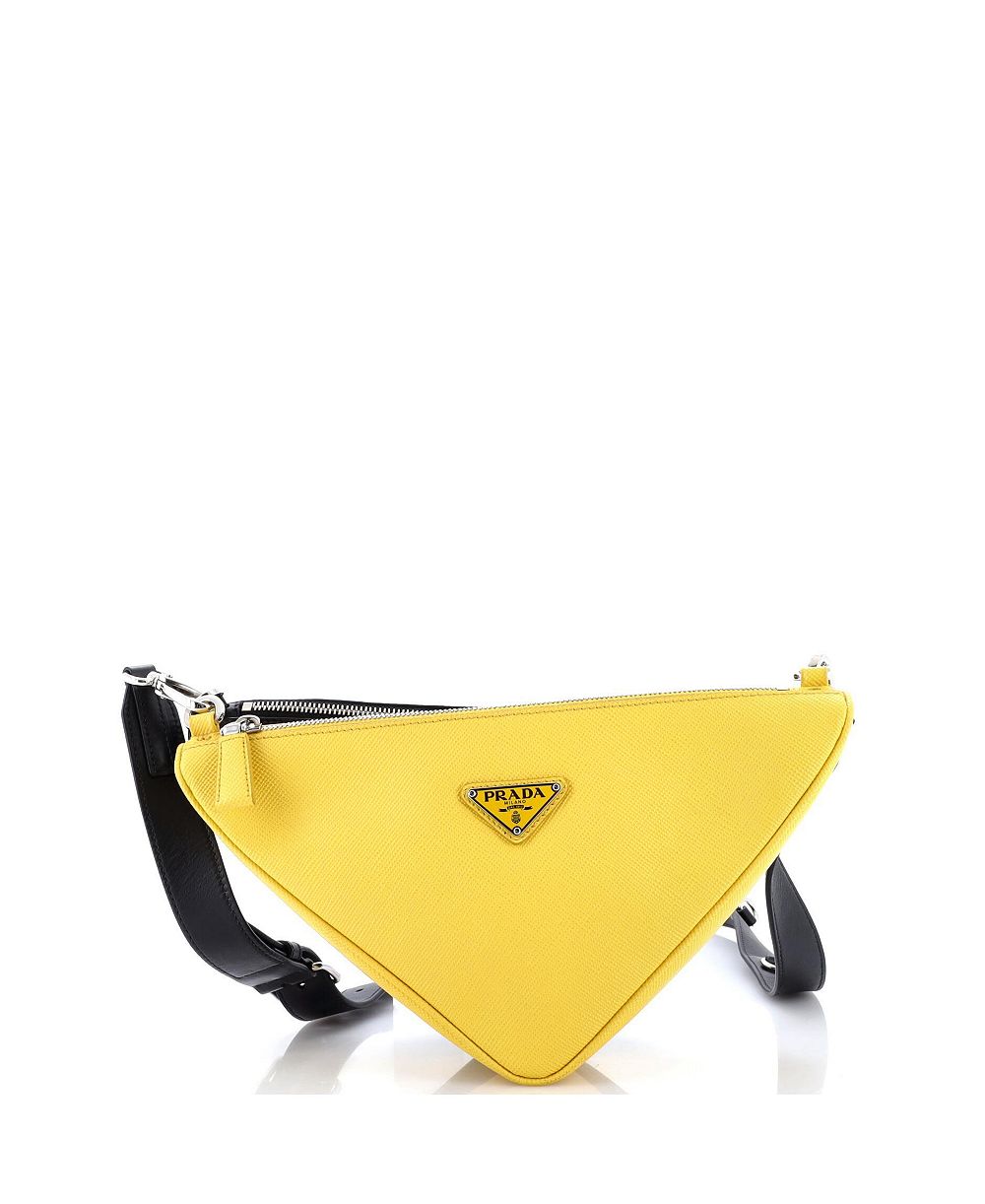 Pre-Owned Prada сумка через плечо на молнии с двойным треугольным логотипом из кожи сафьяно и кожи