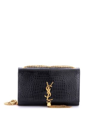 Б/у средняя сумка через плечо Saint Laurent Classic Monogram с кисточкой из тисненой кожи
