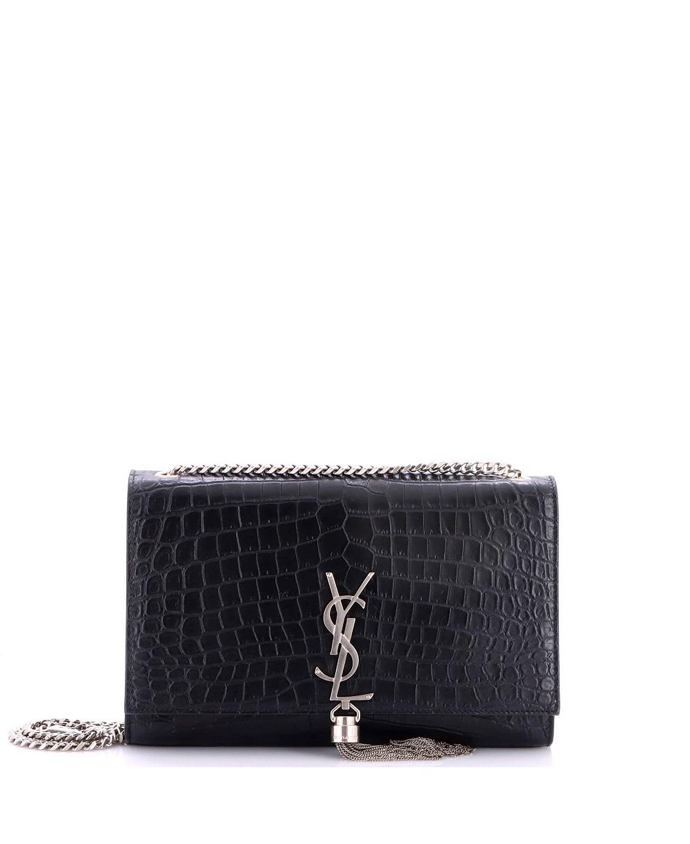Pre-Owned Saint Laurent Medium Classic Monogram Tassel Crossbody Bag Embossed Leather