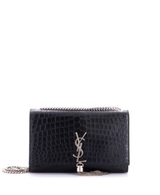 Pre-Owned Saint Laurent Medium Classic Monogram Tassel Crossbody Bag Embossed Leather