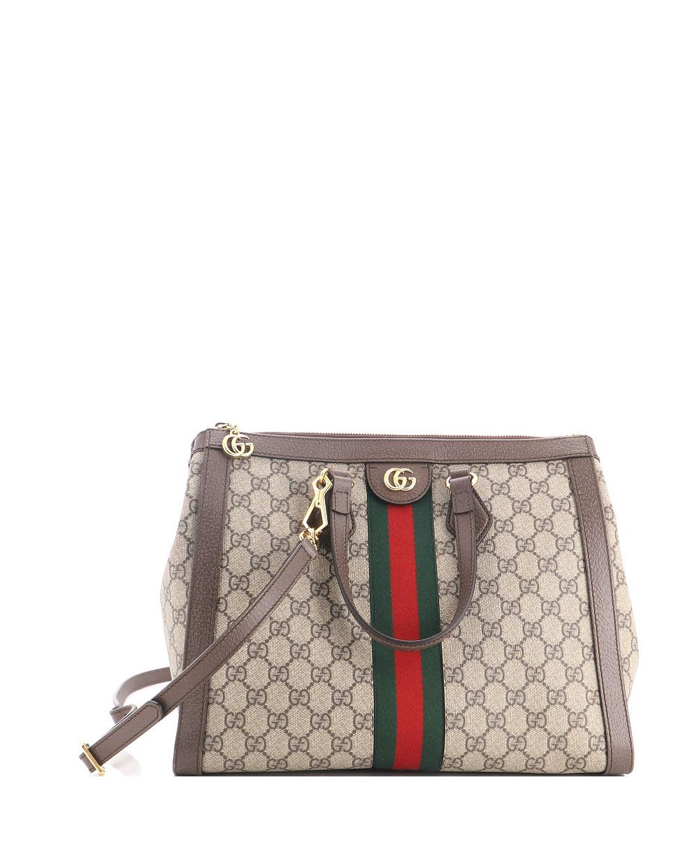 Б/у сумка-тоут Gucci Medium Ophidia с верхней ручкой из ткани GG Canvas с покрытием