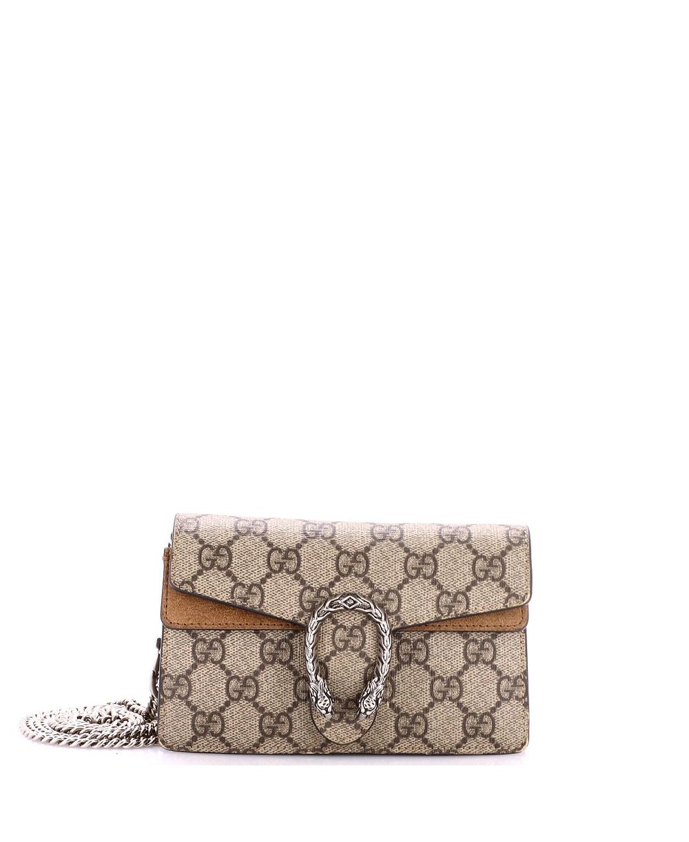Сумка Pre-Owned Gucci Super Mini Dionysus из ткани GG coated canvas