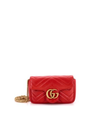 Б/у сумка Gucci Super Mini GG Marmont с клапаном из стеганой кожи
