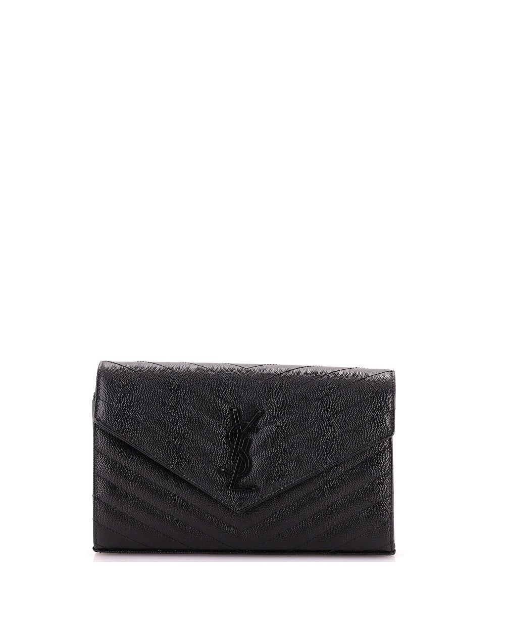 Б/у средний кошелек на цепи Saint Laurent Classic Monogram Matelasse Chevron из кожи