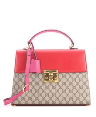Б/у сумка Gucci Medium Padlock с верхней ручкой из ткани GG coated canvas и кожи