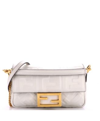Б/у мини-сумка Fendi Baguette NM из тисненой кожи Zucca
