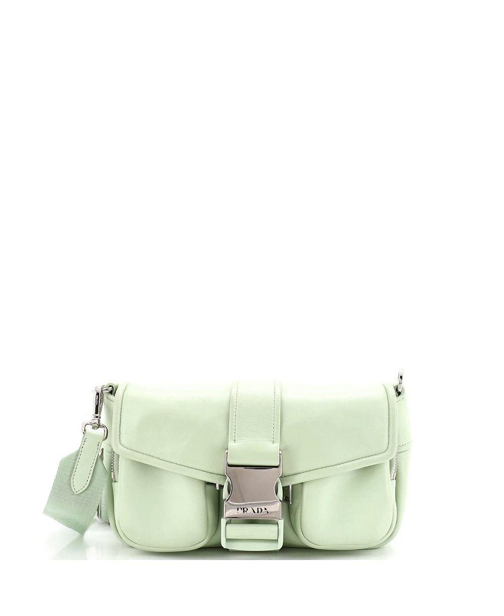 Pre-Owned Prada Buckle Pocket Crossbody Bag Spazzolato Leather and Tessuto